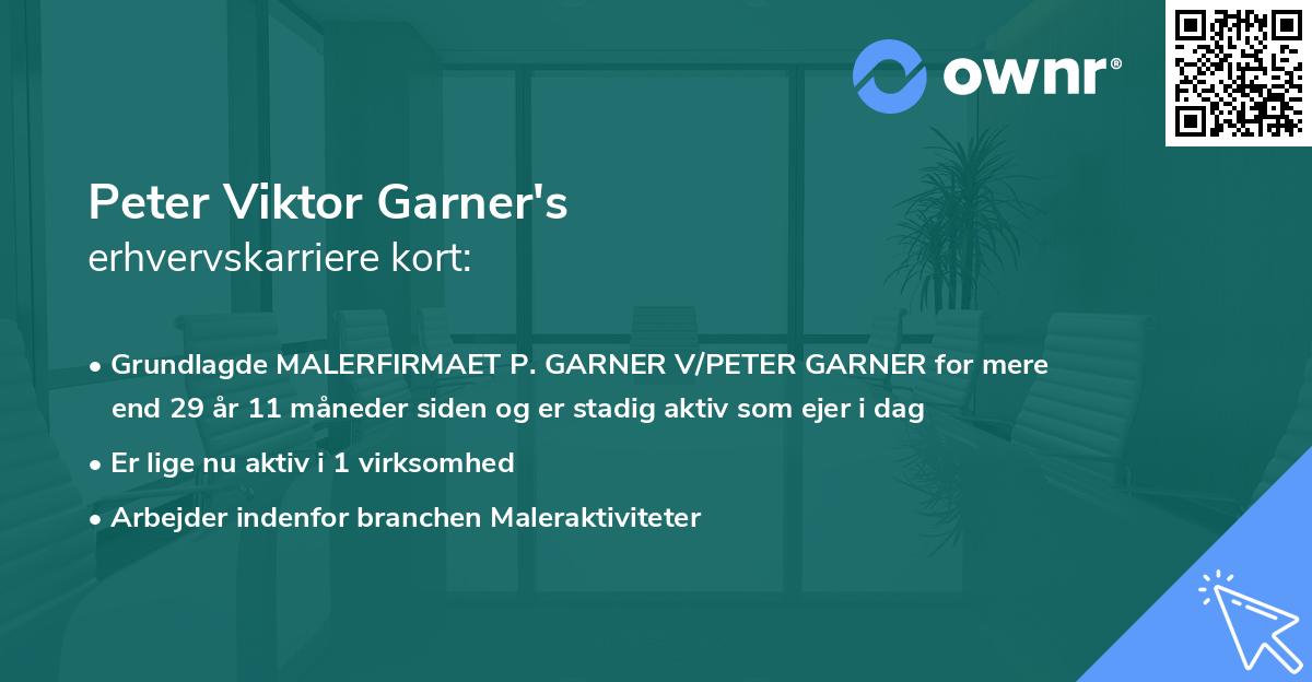 Peter Viktor Garner's erhvervskarriere kort