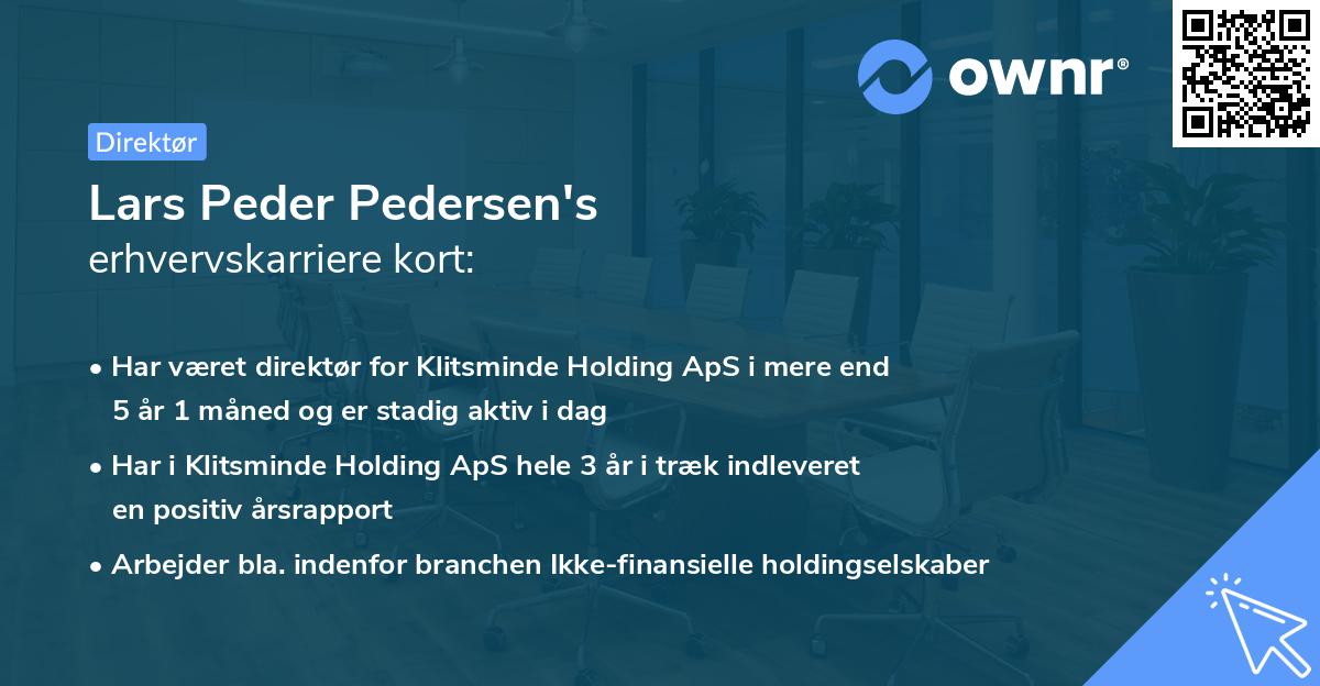 Lars Peder Pedersen's erhvervskarriere kort