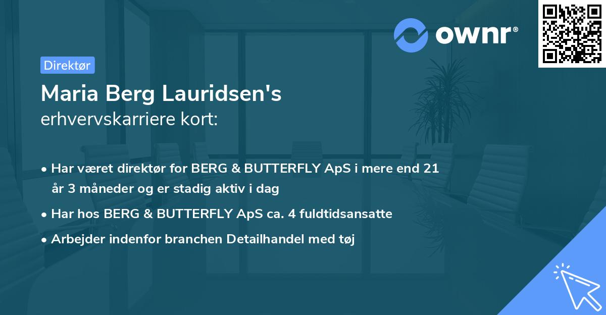 Maria Berg Lauridsen's erhvervskarriere kort