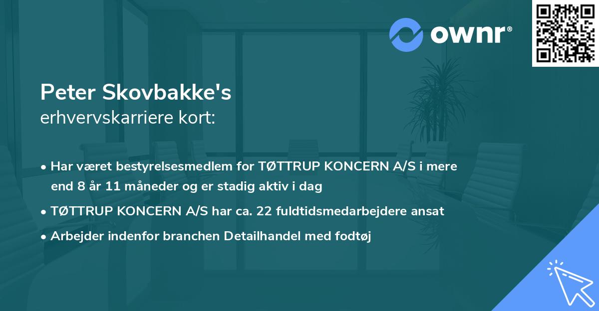 Peter Skovbakke's erhvervskarriere kort
