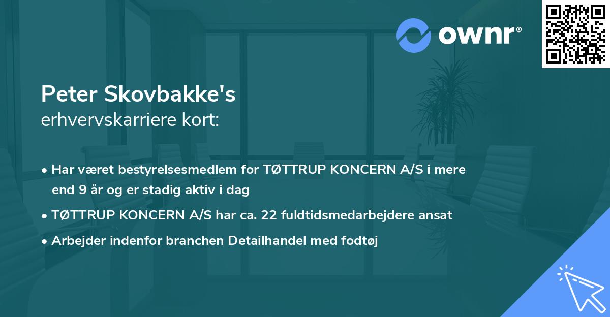 Peter Skovbakke's erhvervskarriere kort