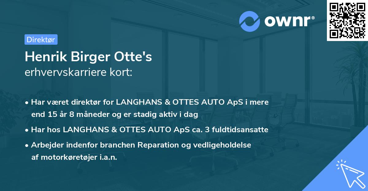 Henrik Birger Otte's erhvervskarriere kort
