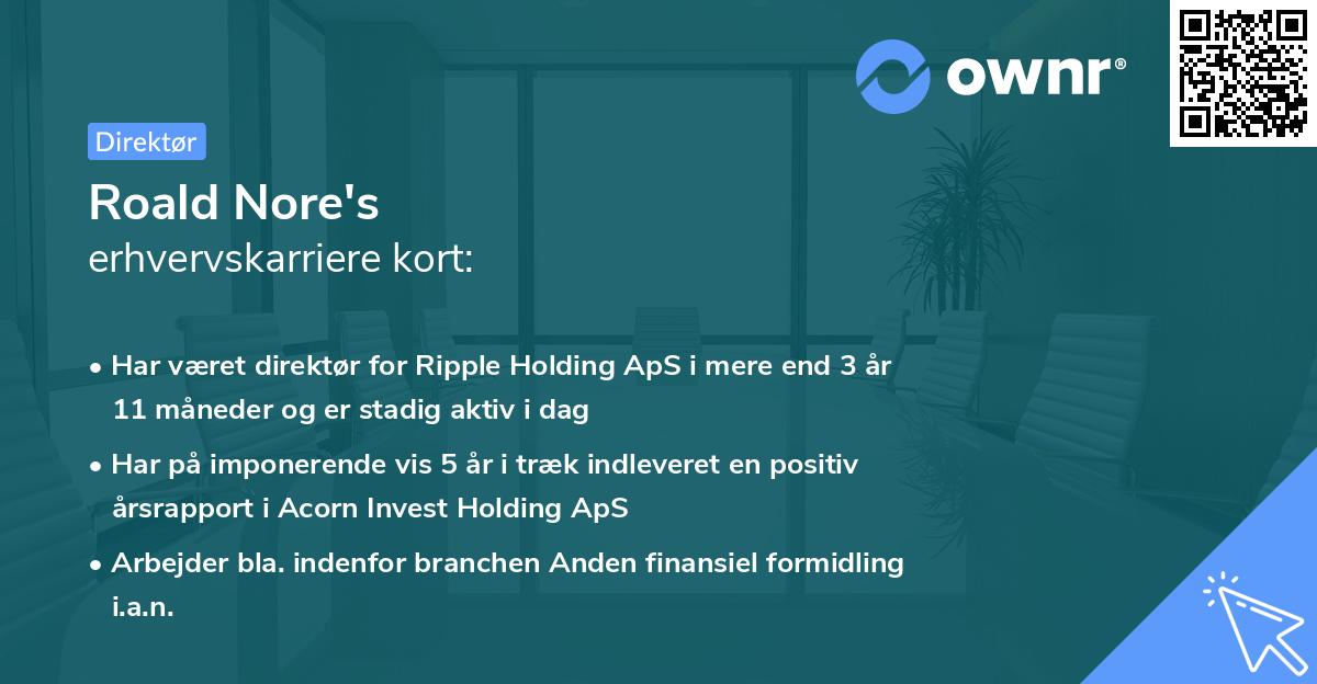 Roald Nore's erhvervskarriere kort