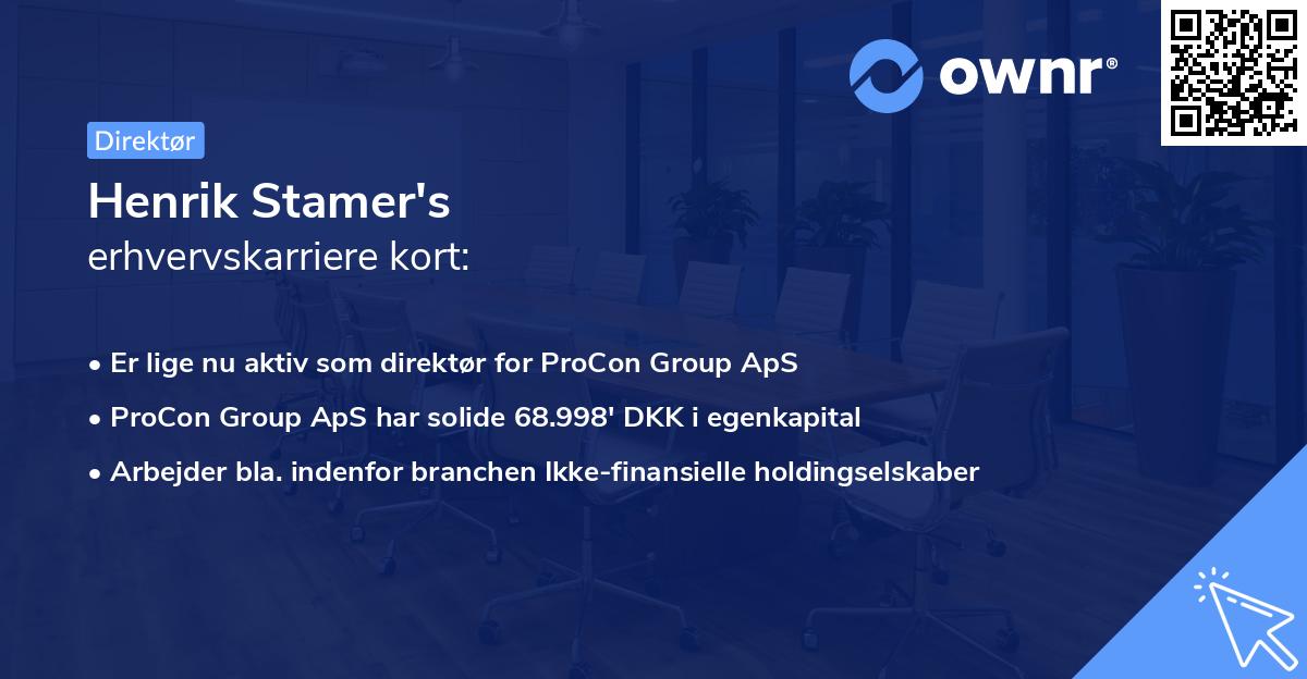 Henrik Stamer's erhvervskarriere kort