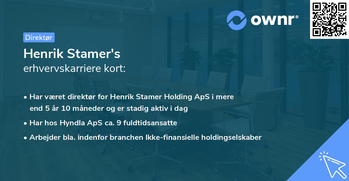 Henrik Stamer's erhvervskarriere kort