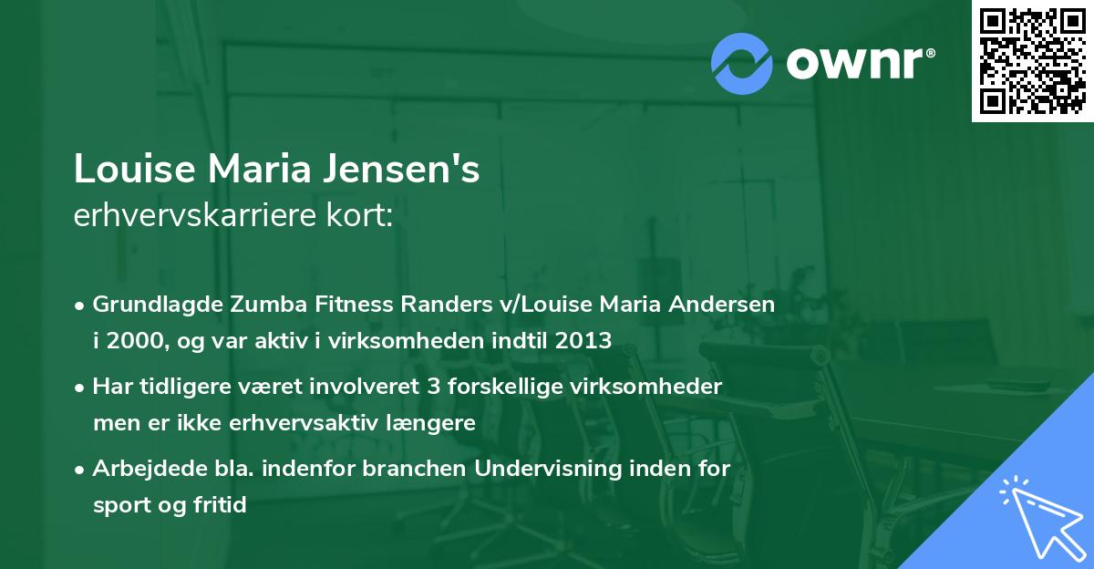 Louise Maria Jensen's erhvervskarriere kort