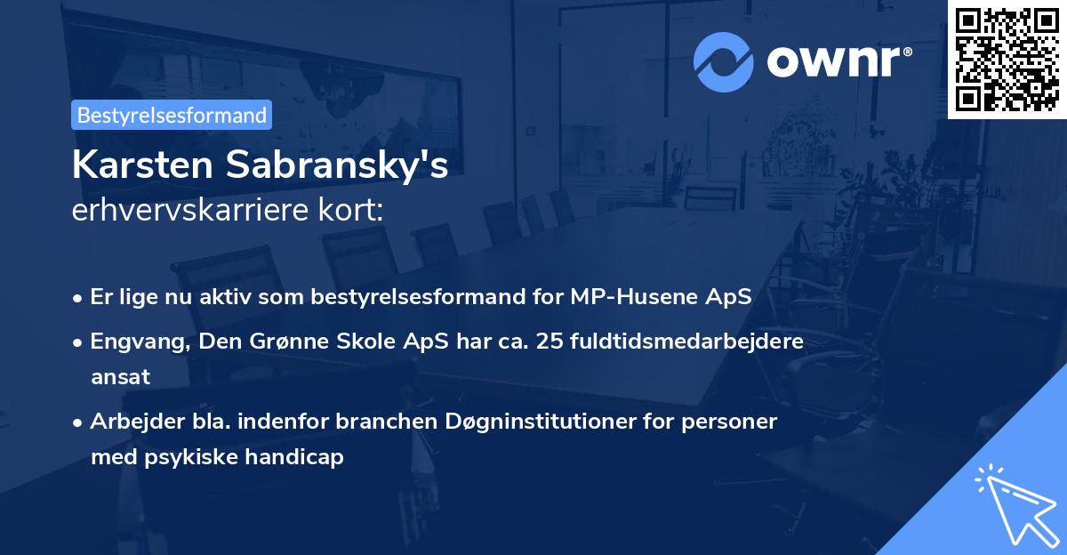 Karsten Sabransky's erhvervskarriere kort