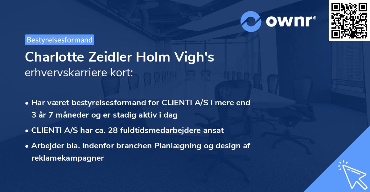 Charlotte Zeidler Holm Vigh's erhvervskarriere kort