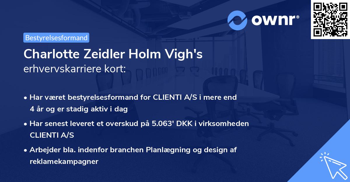 Charlotte Zeidler Holm Vigh's erhvervskarriere kort