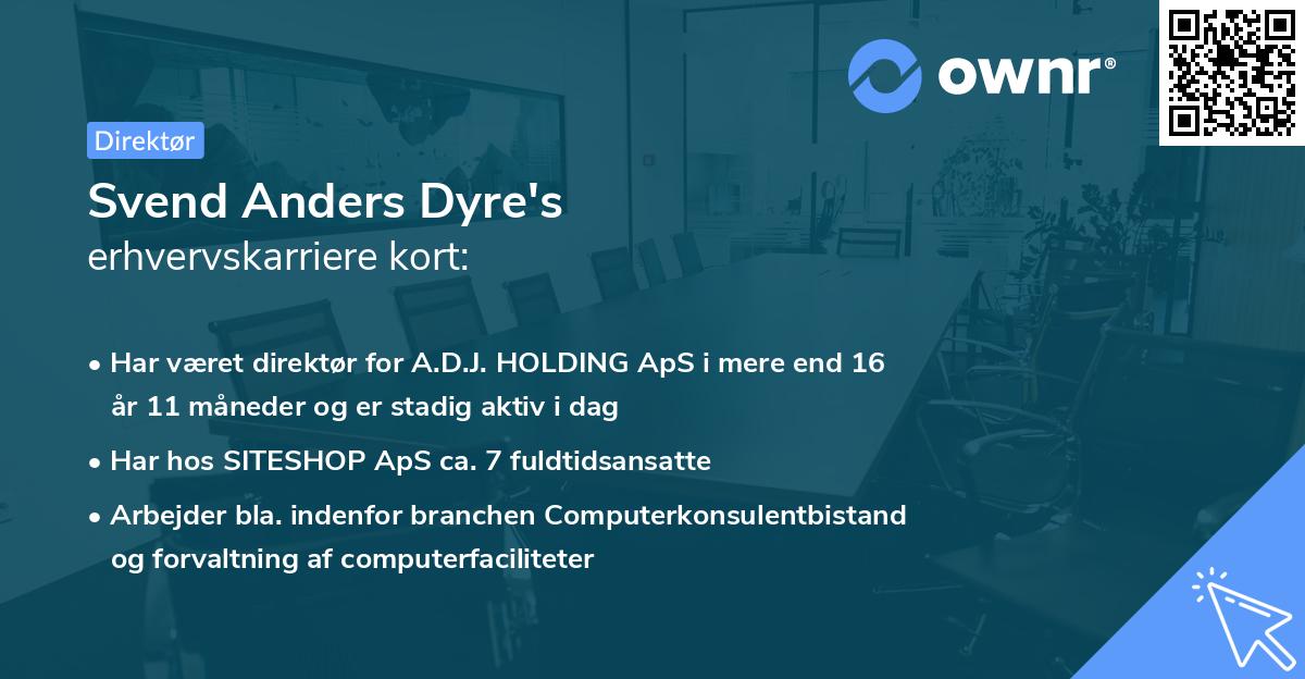 Svend Anders Dyre's erhvervskarriere kort