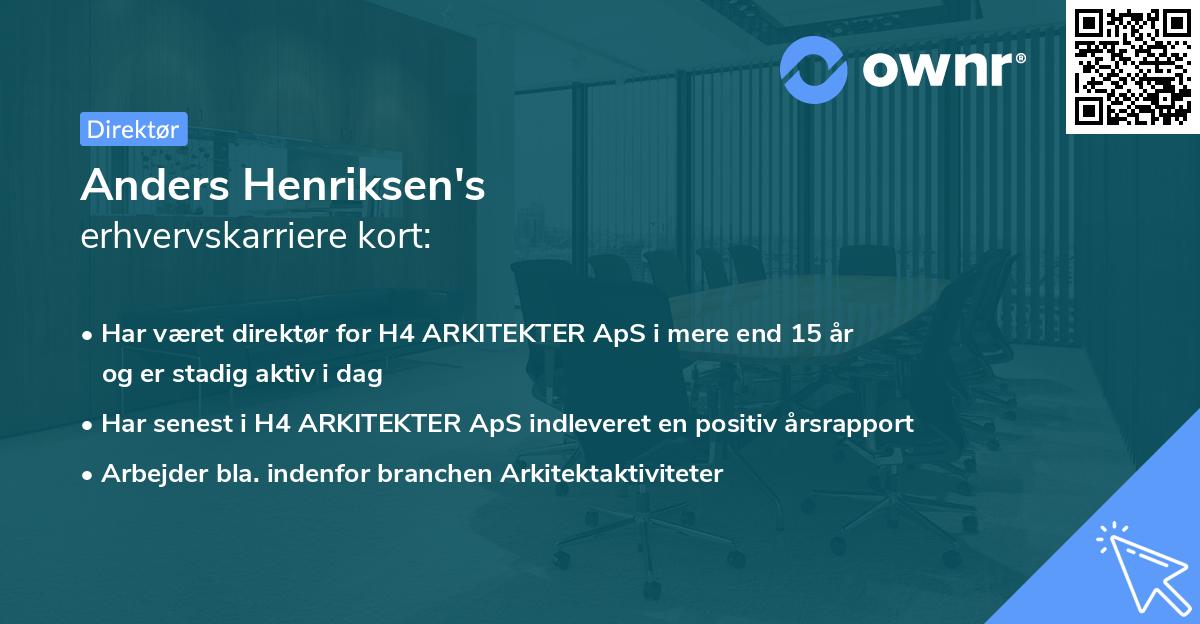 Anders Henriksen's erhvervskarriere kort