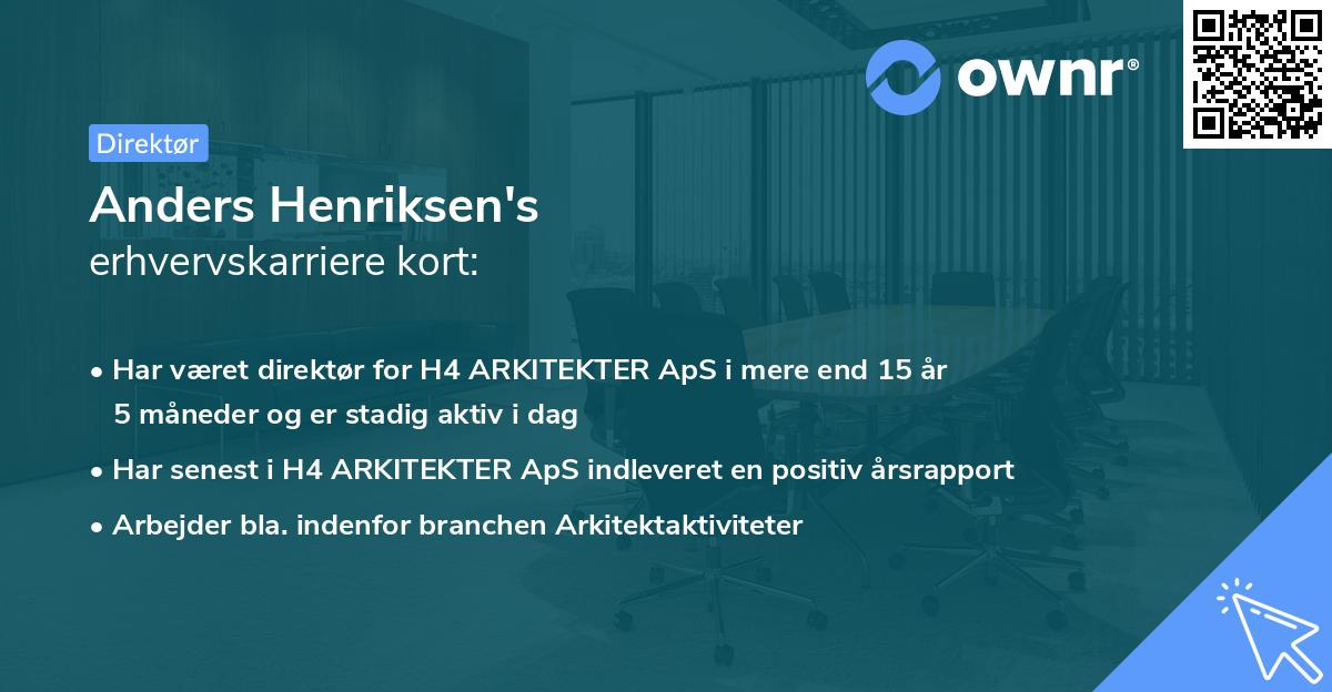 Anders Henriksen's erhvervskarriere kort