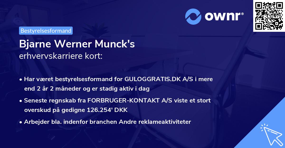 Bjarne Werner Munck's erhvervskarriere kort