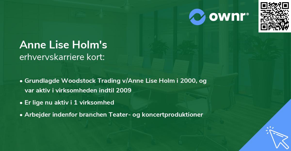Anne Lise Holm's erhvervskarriere kort
