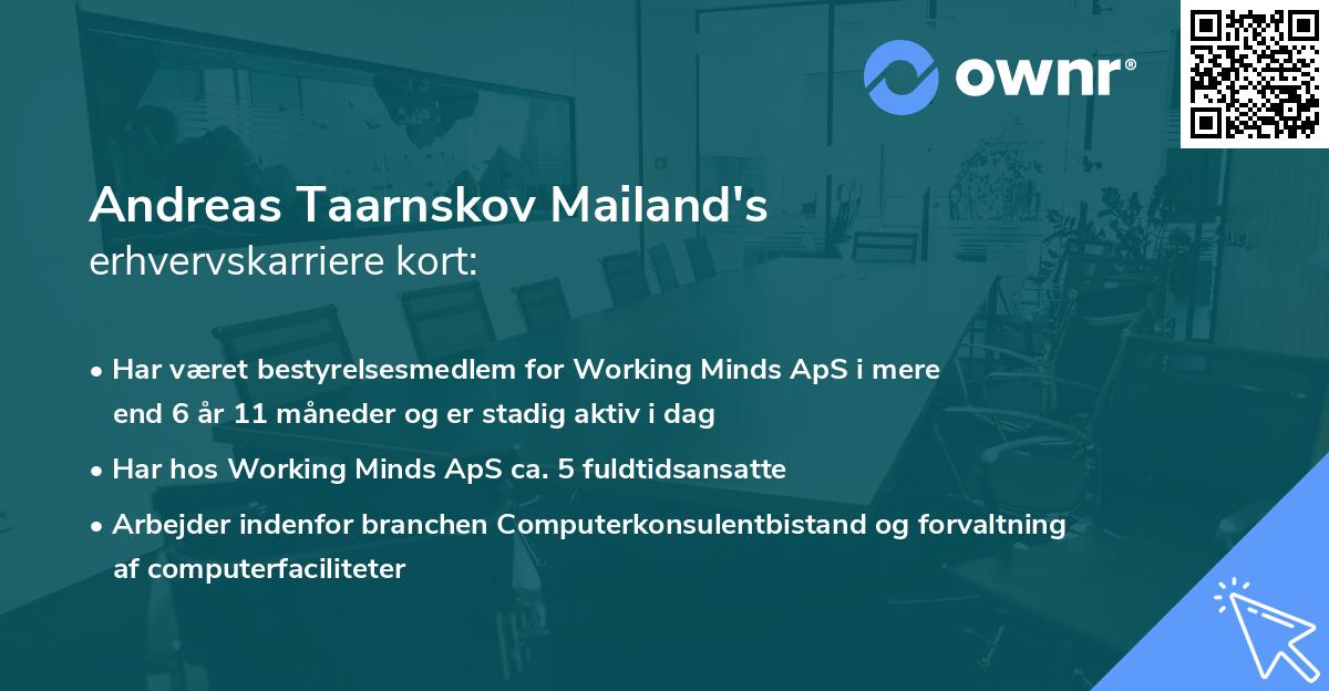 Andreas Taarnskov Mailand's erhvervskarriere kort
