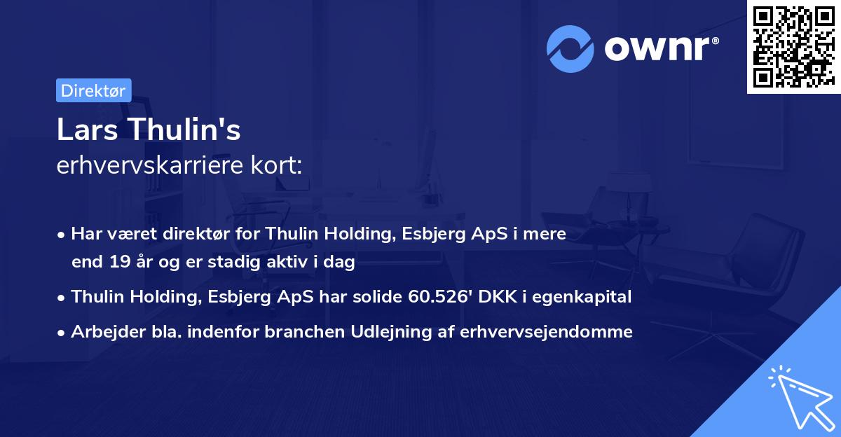 Lars Thulin's erhvervskarriere kort