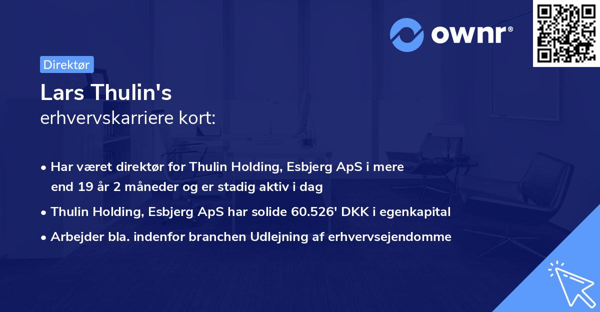 Lars Thulin's erhvervskarriere kort