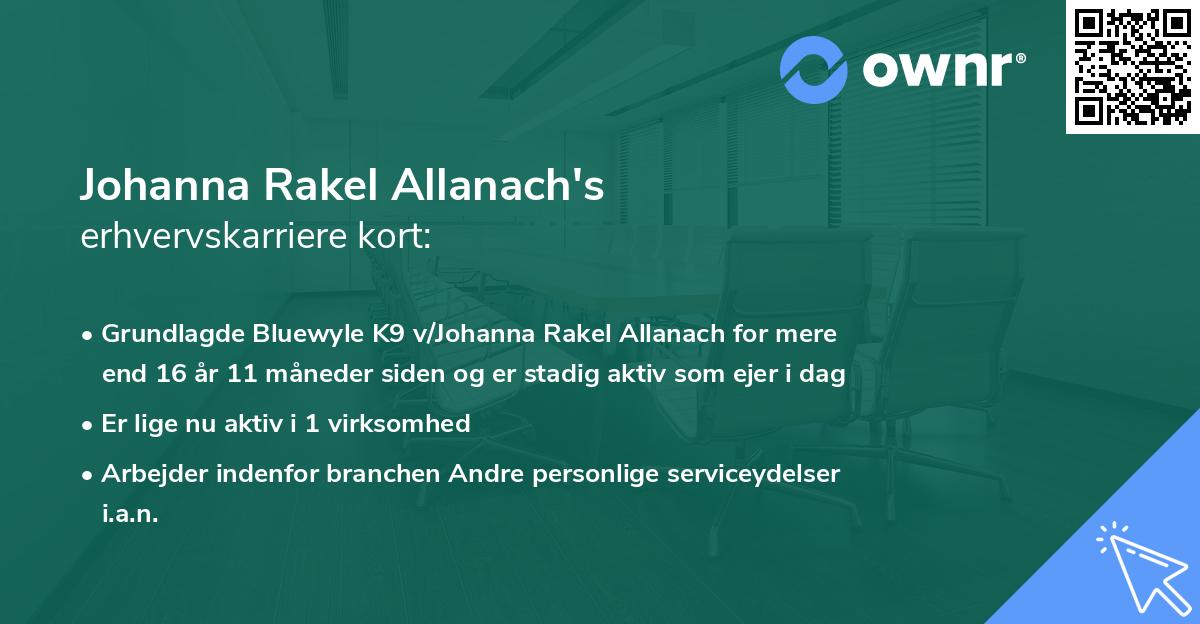 Johanna Rakel Allanach's erhvervskarriere kort
