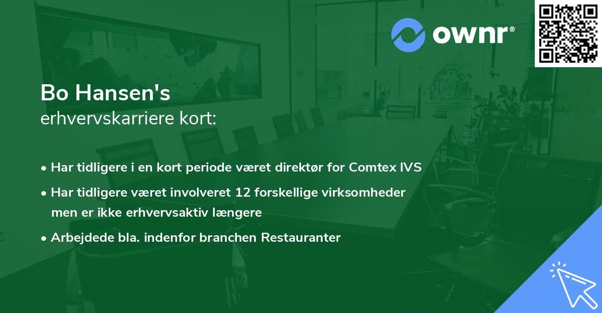 Bo Hansen's erhvervskarriere kort