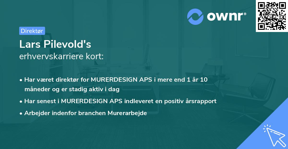 Lars Pilevold's erhvervskarriere kort
