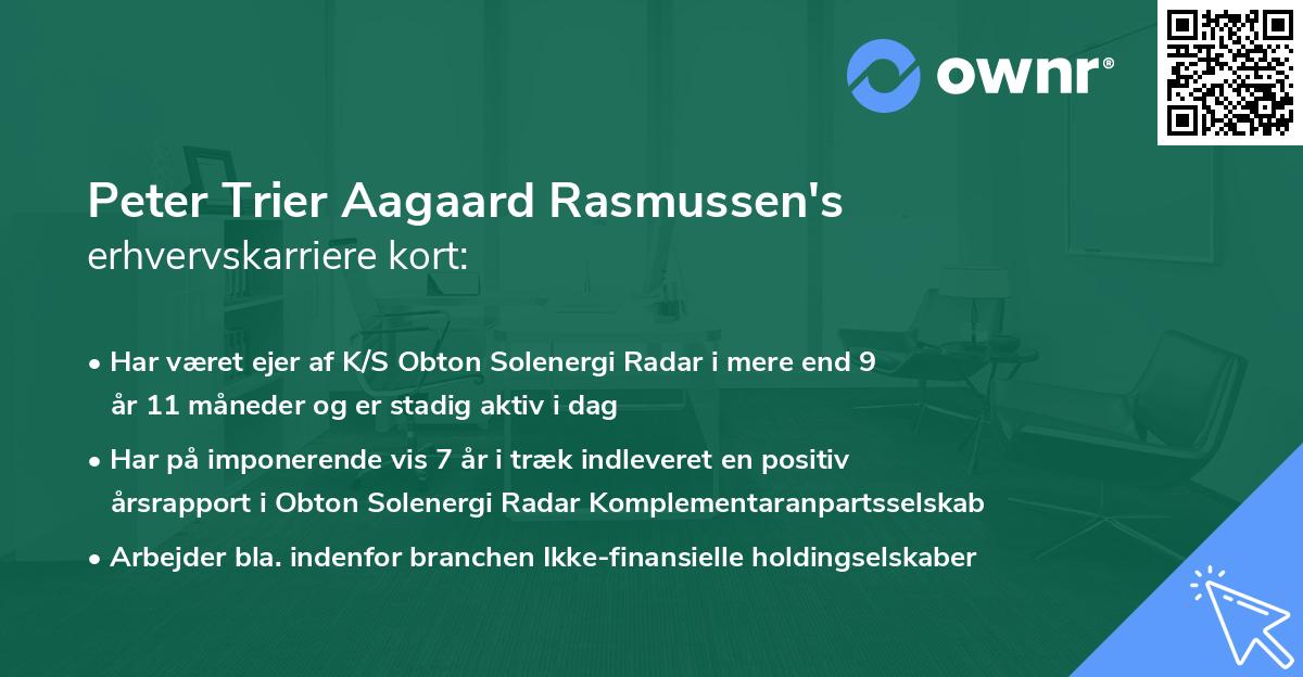 Peter Trier Aagaard Rasmussen's erhvervskarriere kort