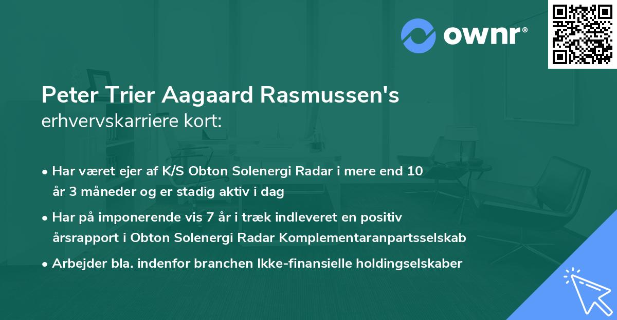 Peter Trier Aagaard Rasmussen's erhvervskarriere kort