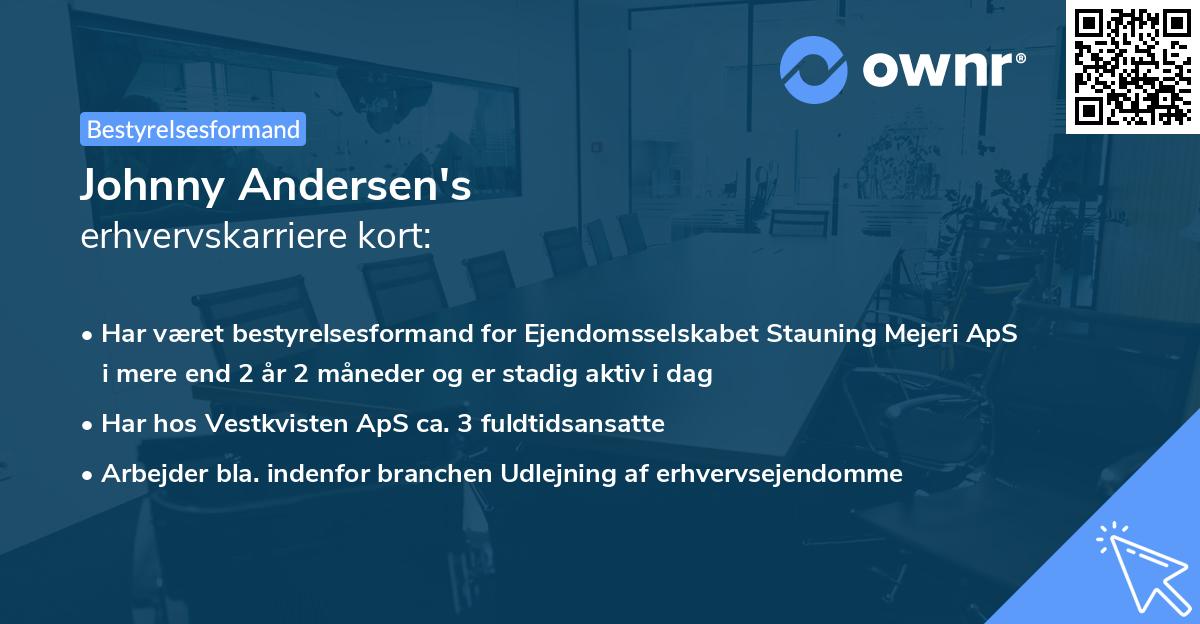 Johnny Andersen's erhvervskarriere kort