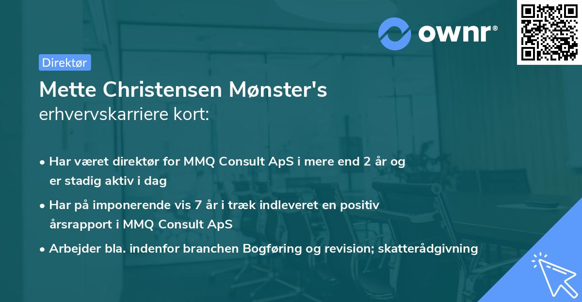 Mette Christensen Mønster's erhvervskarriere kort