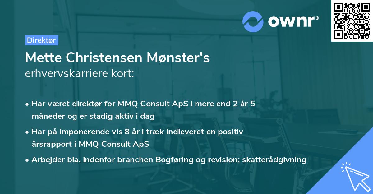 Mette Christensen Mønster's erhvervskarriere kort