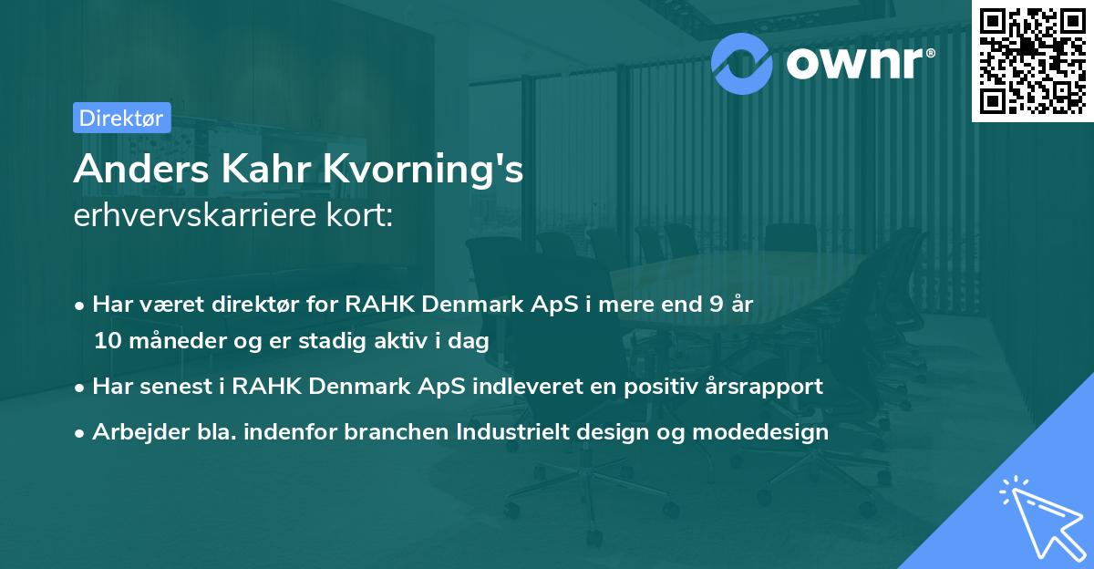 Anders Kahr Kvorning's erhvervskarriere kort