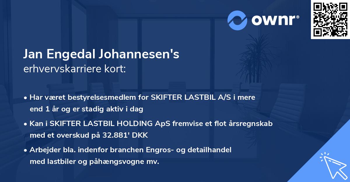 Jan Engedal Johannesen's erhvervskarriere kort