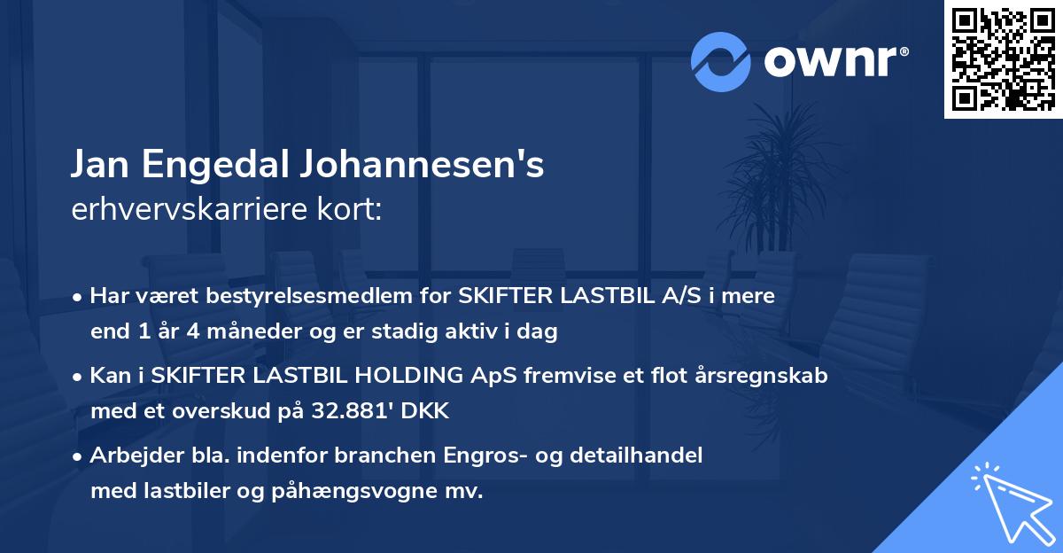 Jan Engedal Johannesen's erhvervskarriere kort