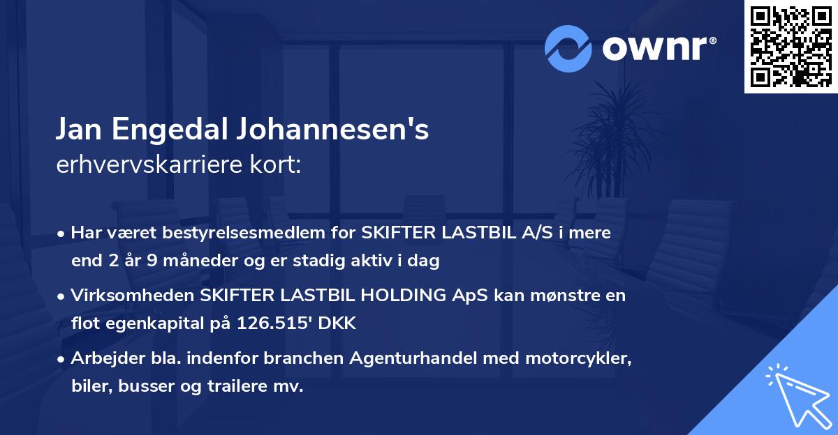 Jan Engedal Johannesen's erhvervskarriere kort