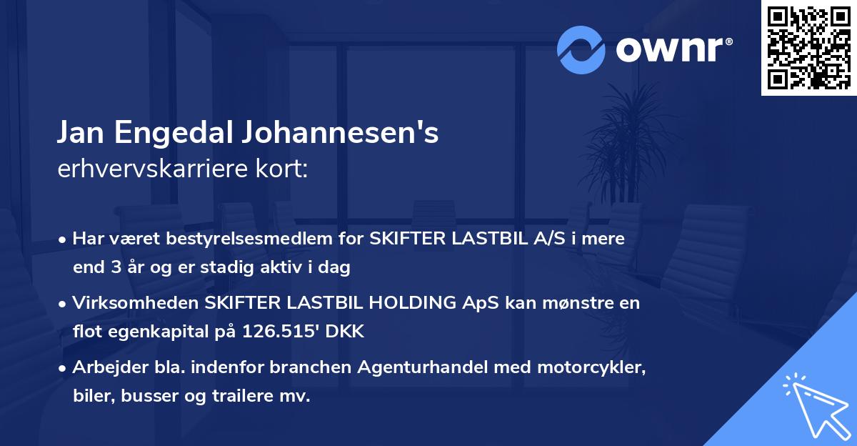 Jan Engedal Johannesen's erhvervskarriere kort
