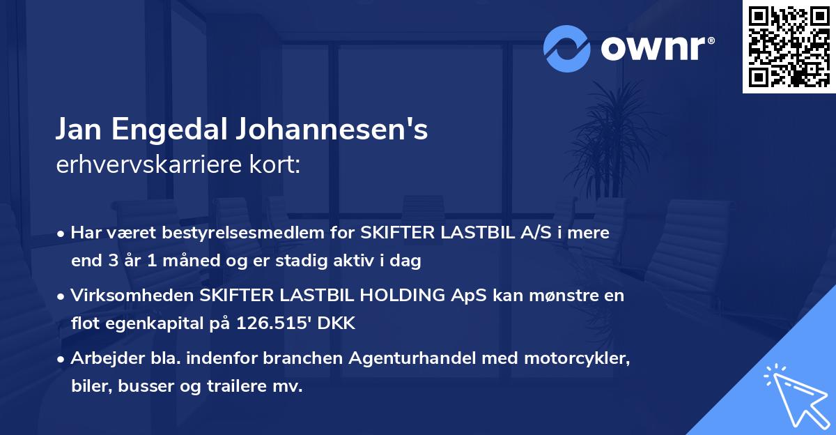 Jan Engedal Johannesen's erhvervskarriere kort