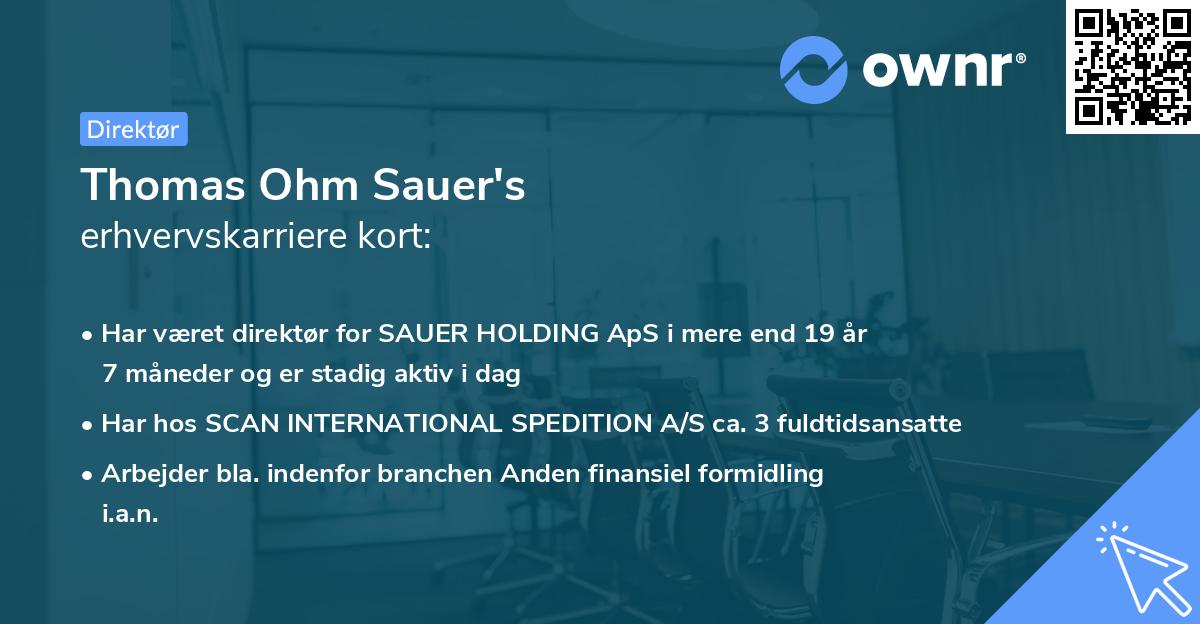 Thomas Ohm Sauer's erhvervskarriere kort