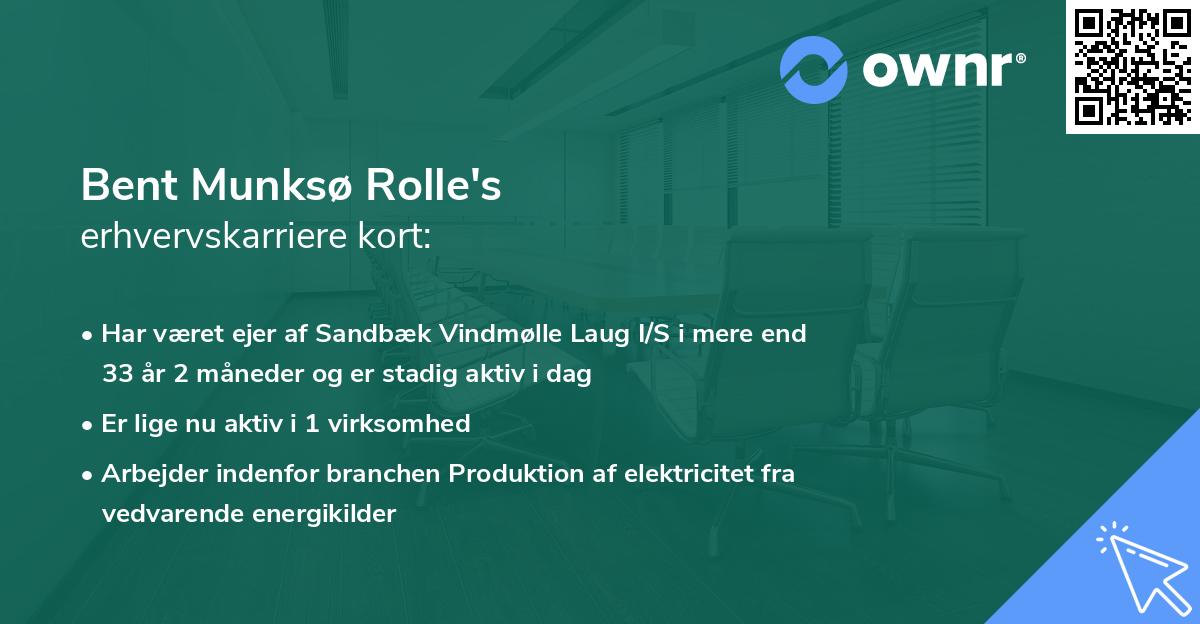 Bent Munksø Rolle's erhvervskarriere kort