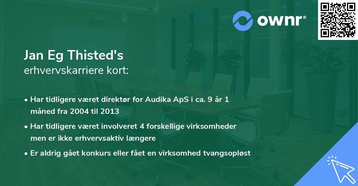 Jan Eg Thisted's erhvervskarriere kort