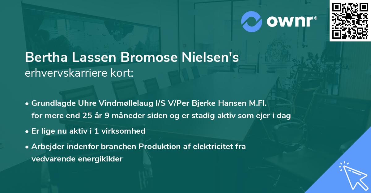 Bertha Lassen Bromose Nielsen's erhvervskarriere kort