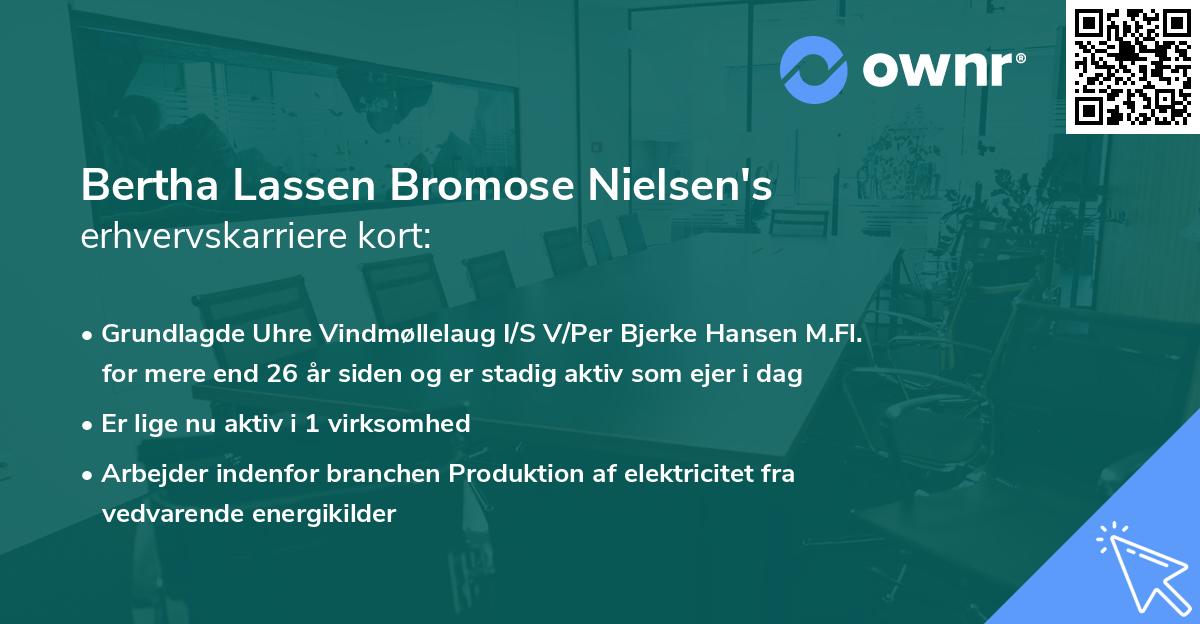 Bertha Lassen Bromose Nielsen's erhvervskarriere kort