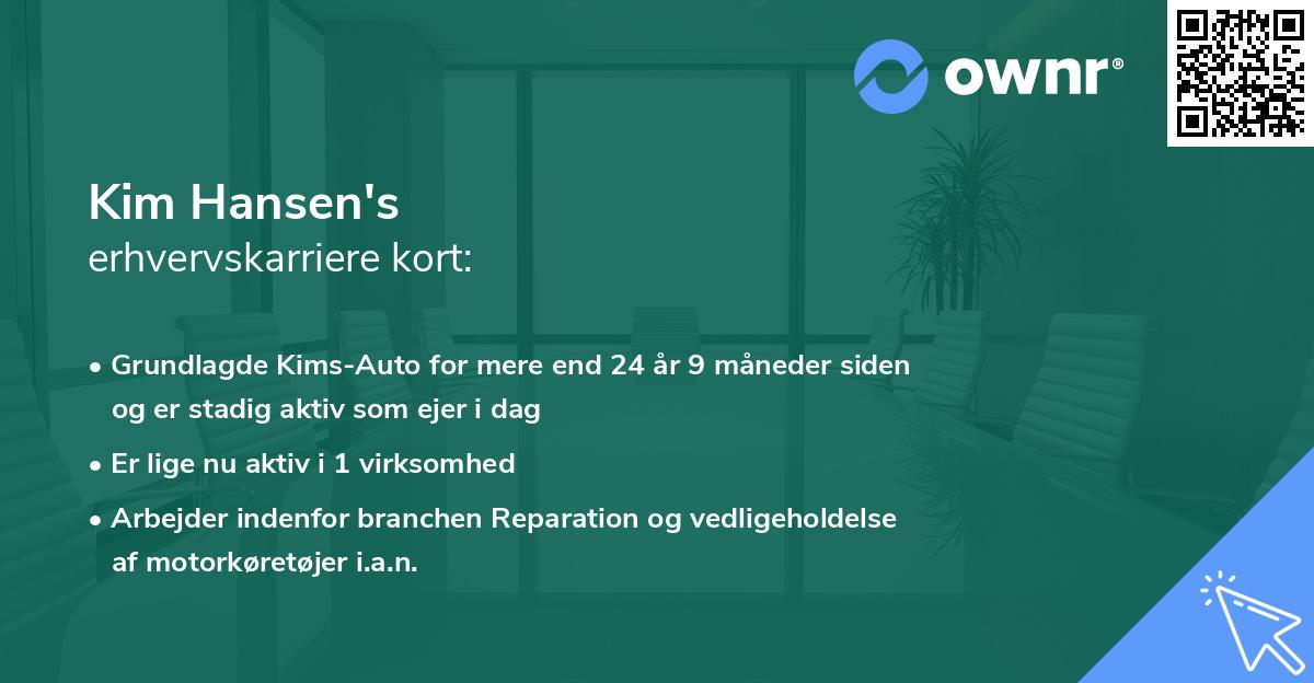 Kim Hansen's erhvervskarriere kort