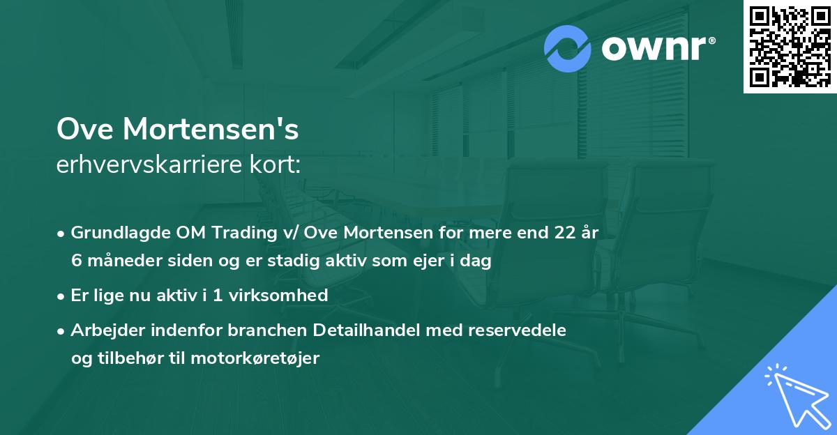 Ove Mortensen's erhvervskarriere kort