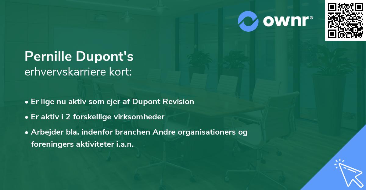 Pernille Dupont's erhvervskarriere kort