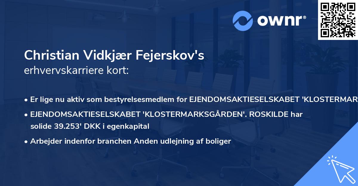 Christian Vidkjær Fejerskov's erhvervskarriere kort