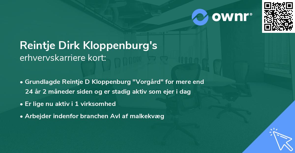 Reintje Dirk Kloppenburg's erhvervskarriere kort