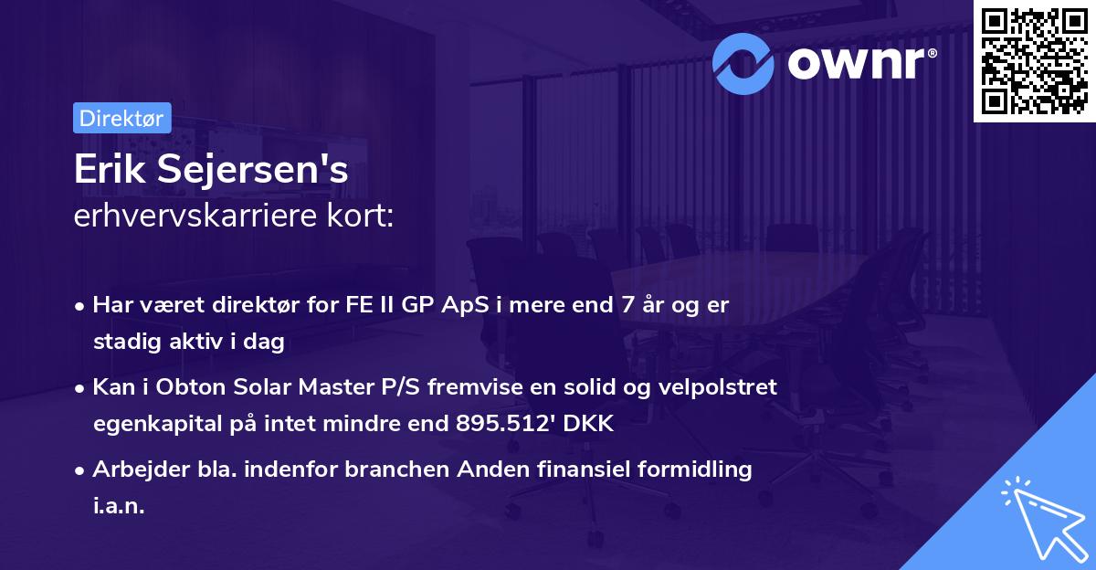 Erik Sejersen's erhvervskarriere kort