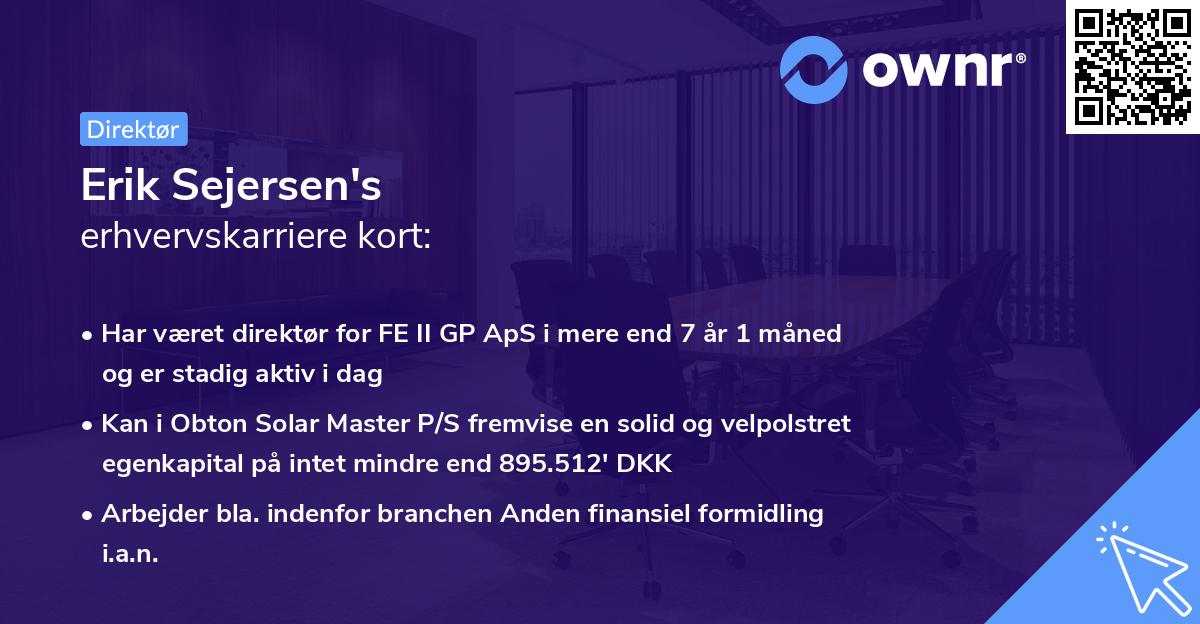 Erik Sejersen's erhvervskarriere kort