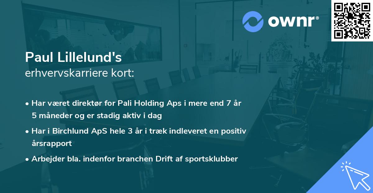Paul Lillelund's erhvervskarriere kort