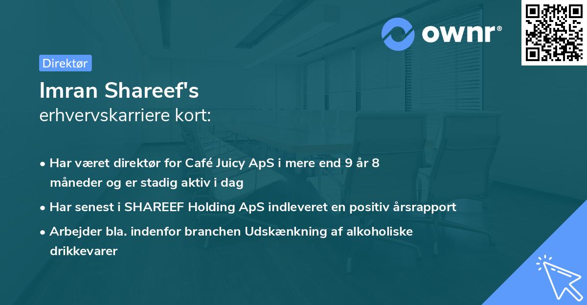 Imran Shareef's erhvervskarriere kort