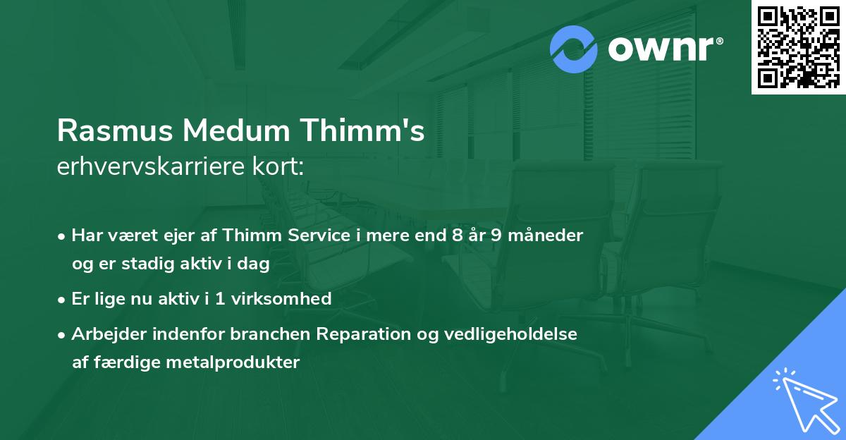 Rasmus Medum Thimm's erhvervskarriere kort